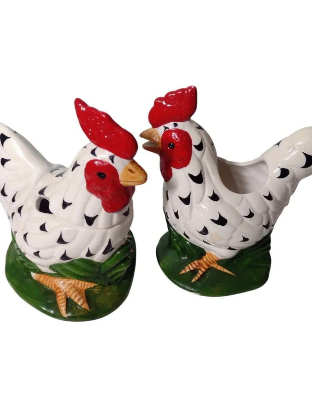 Boston Warehouse Chicken Rooster Sugar Creamer Vintage Ceramic Farmhouse Speckle